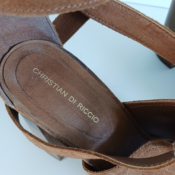 Size 9/40 Christian Di Riccio Suede, Women's Pumps Tan Boho Caramel Hippie - Picture 9 of 10